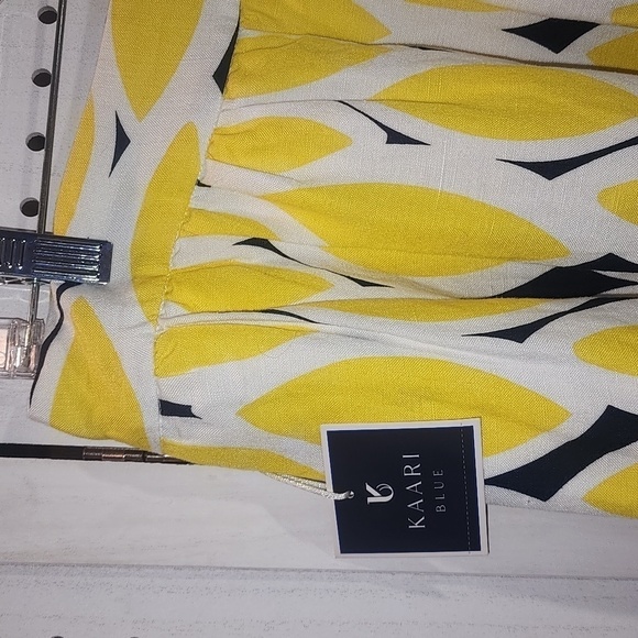 Kaari Blue Size 6 Linen Blend Yellow Blue New - Picture 2 of 6